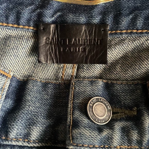 Saint Laurent 70s Crop High Rise Straight Relaxed Fit Jeans Medium Wash Size 26 - Picture 6 of 7